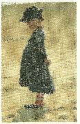 Peter Severin Kroyer lille pige staende pa skagen sonderstrand oil on canvas